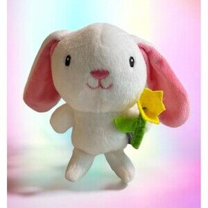 HALLMARK Bunny Rabbit Plush Holding Flower Stuffed Animal 5" Pink White